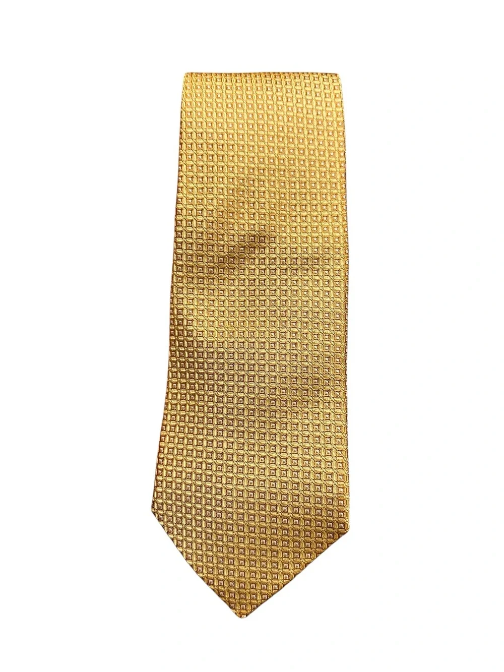 Jack Victor Goldenrod Gold Thick Woven Silk Tie Made In Italy 3 1/4” x 59”